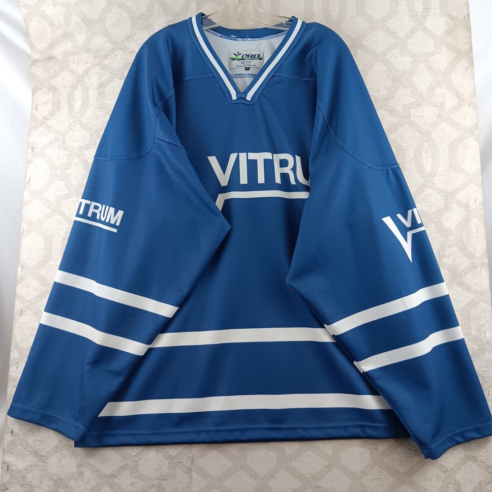 Vitrum XPRO Blue Hockey Jersey‎ #78 XL Striped Latvia Sportswear